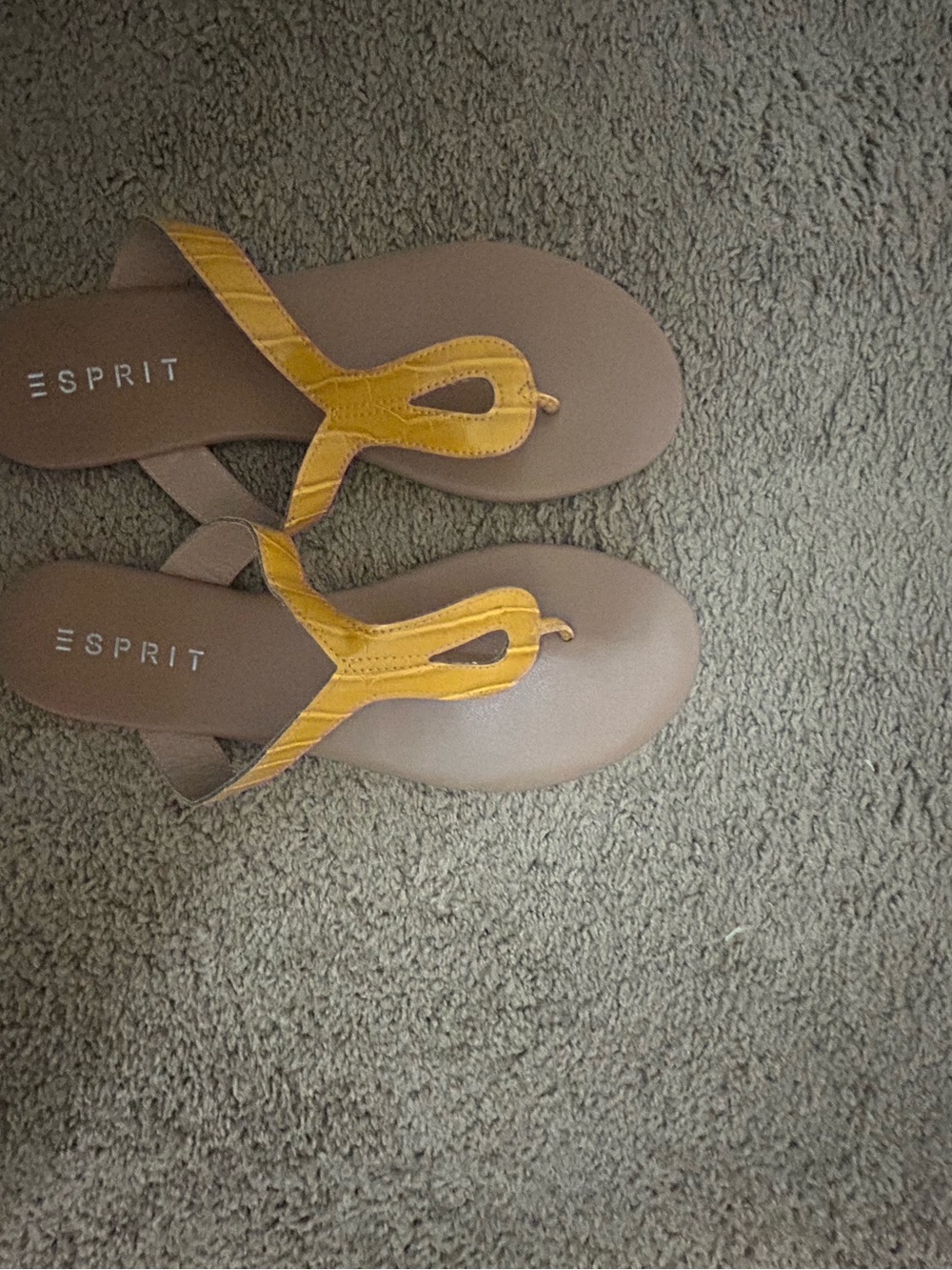 Esprit Women's Mustard Yellow Leather Thong Sandals